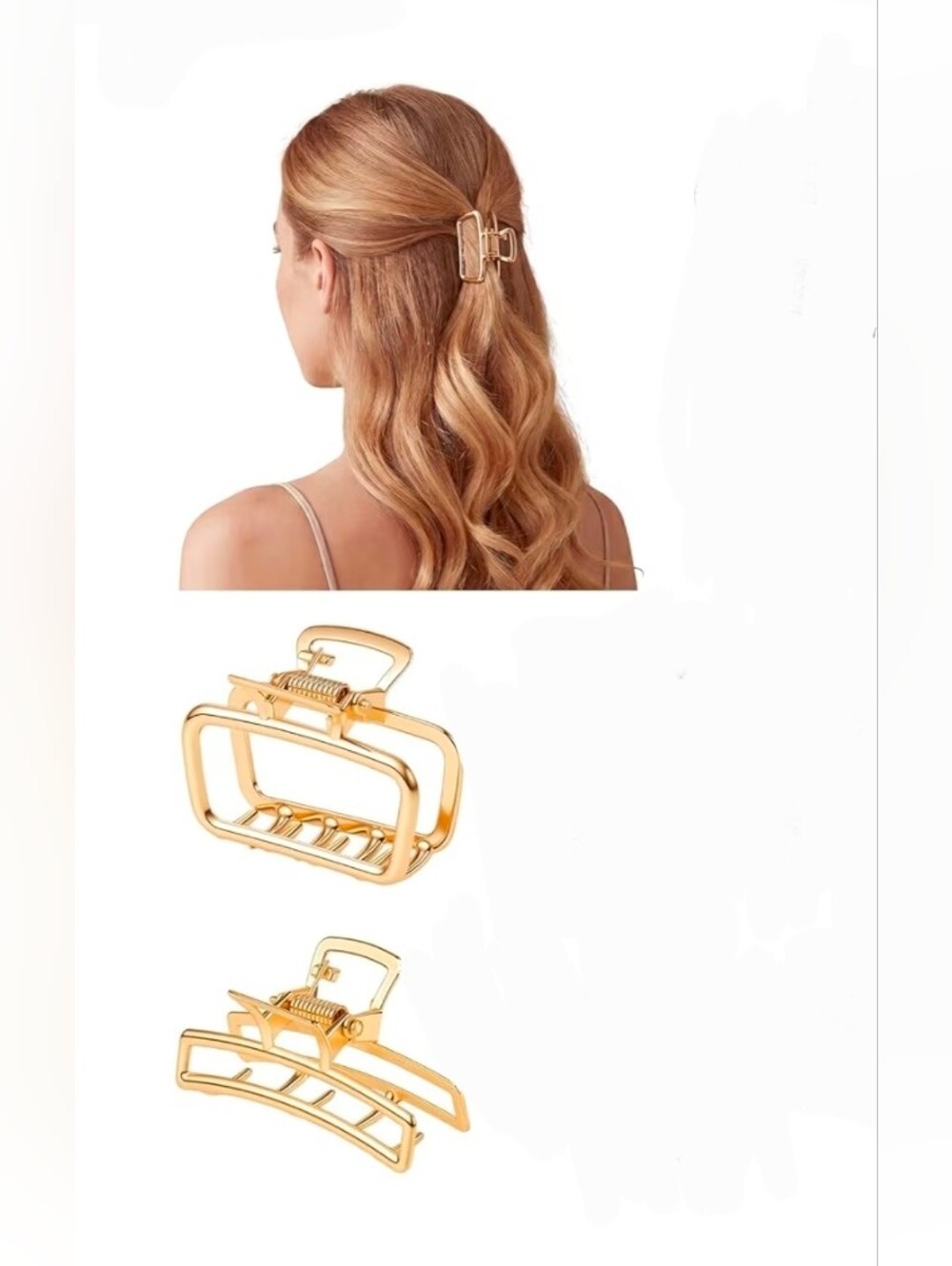 2pc Gold Metal Hair Claw Clips - Women's Accessory BNIB